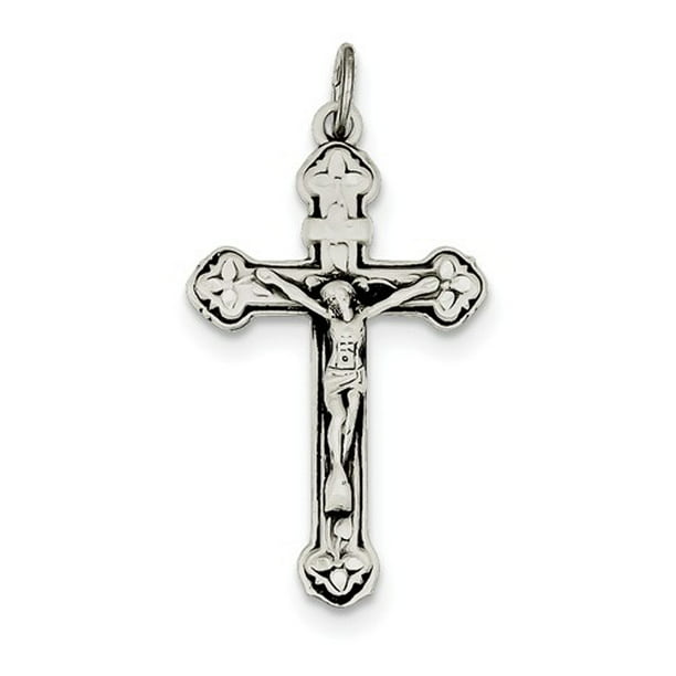 Finejewelers Sterling Silver Antiqued Inri Crucifix Pendant Necklace Chain Included